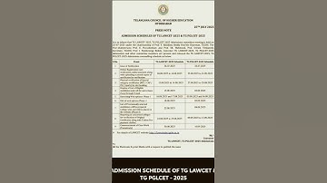 TG LAWCET Admission Schedule released #tglawcet2025 #tglawcet