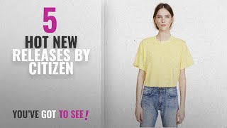 Hot New Citizen Women Clothing 2018 Cotton Citizen Womens The Tokyo Crop Tee, Lemon, Large