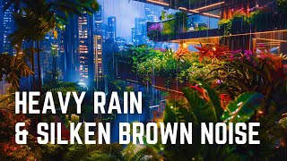 12-hour Heavy Rain With Silken Brown Noise | Binaural Audio | Black Screen And No Midway Ads