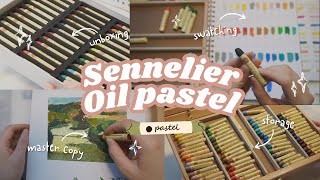 ✨Sennelier Oil Pastel Set: Unbox, Swatching & Review and Landscape study🏞🖍