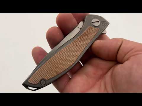 Shirogorov Knives NeOn NL - Elmax - Titanium/Natural Canvas Micarta Handle - MRBS Knife From Recon 1