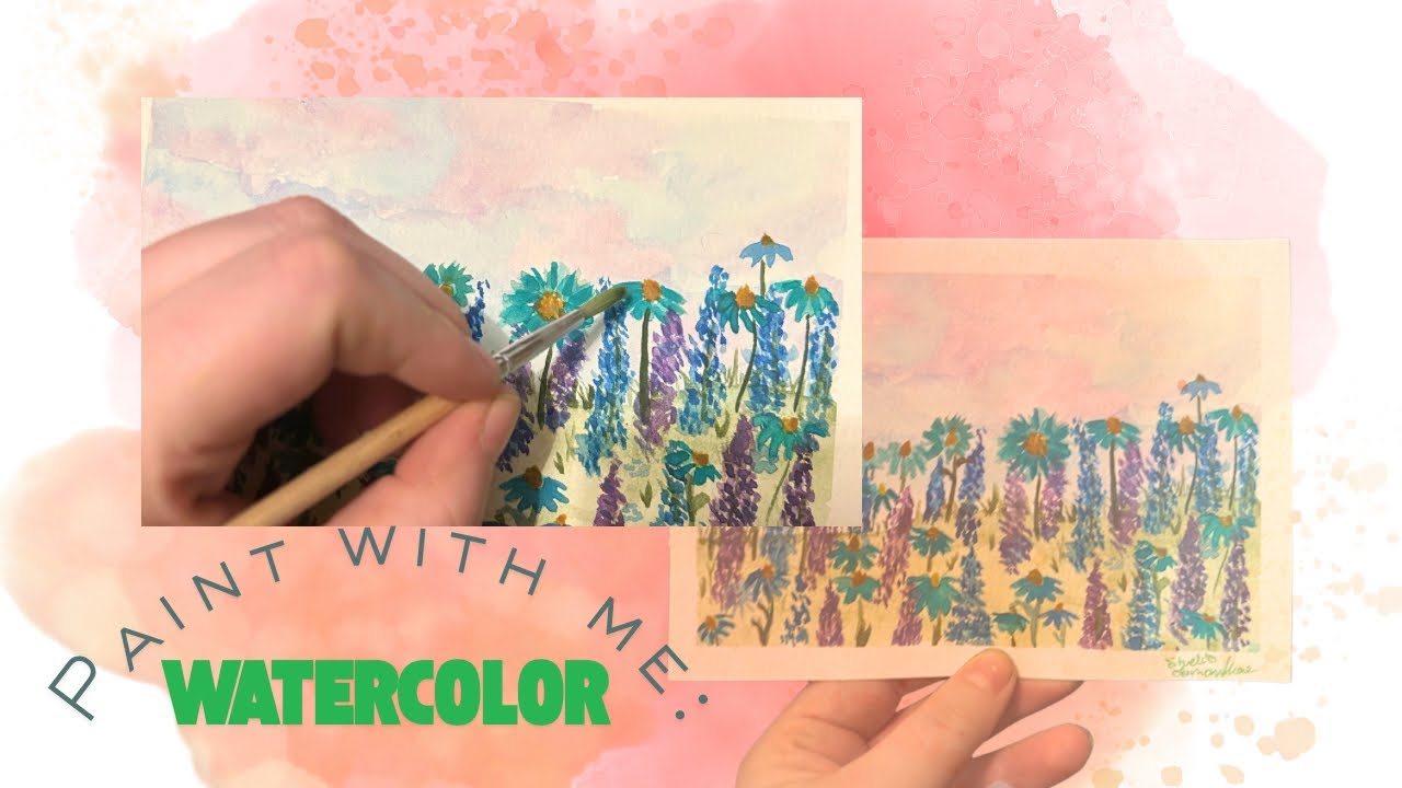 Relaxing Watercolor Flower Meadow Painting | Calm Art Process & Soft Pastels
