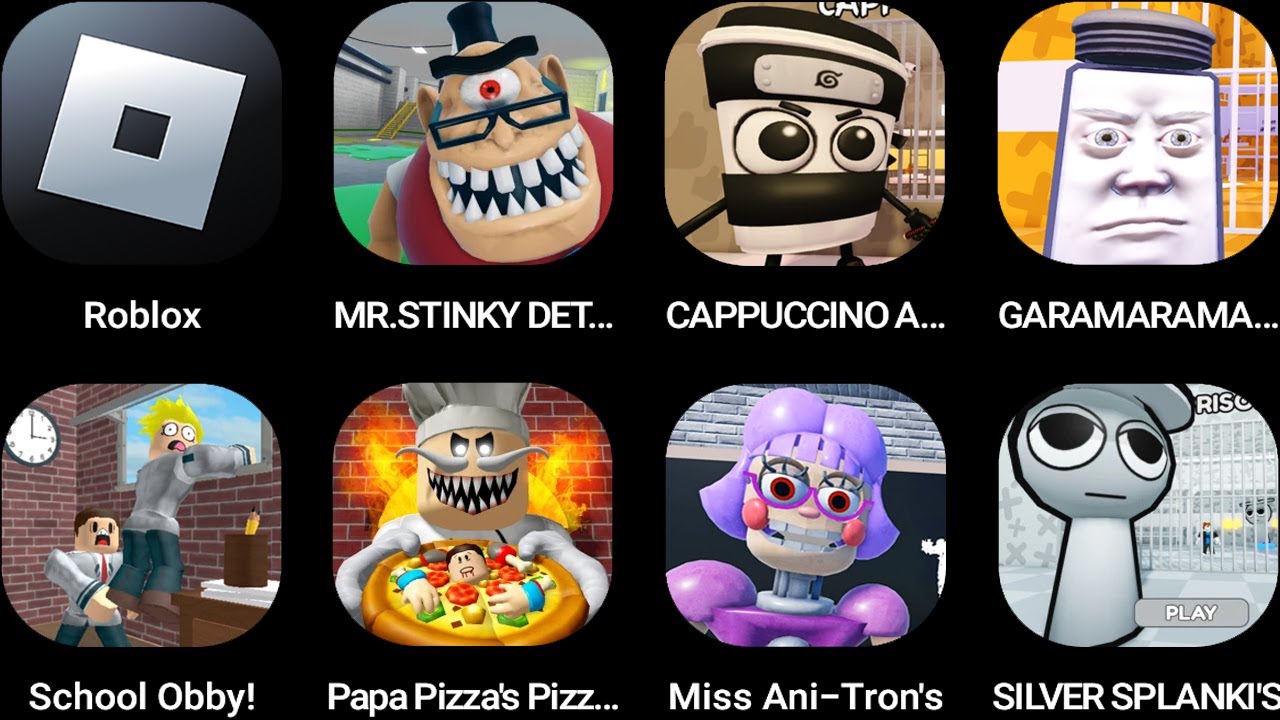 Roblox,MR. STINKY DETENTION!,CAPPUCCINO ASSASSINO,GARAMARAMAN'S,Escape School Obby!...