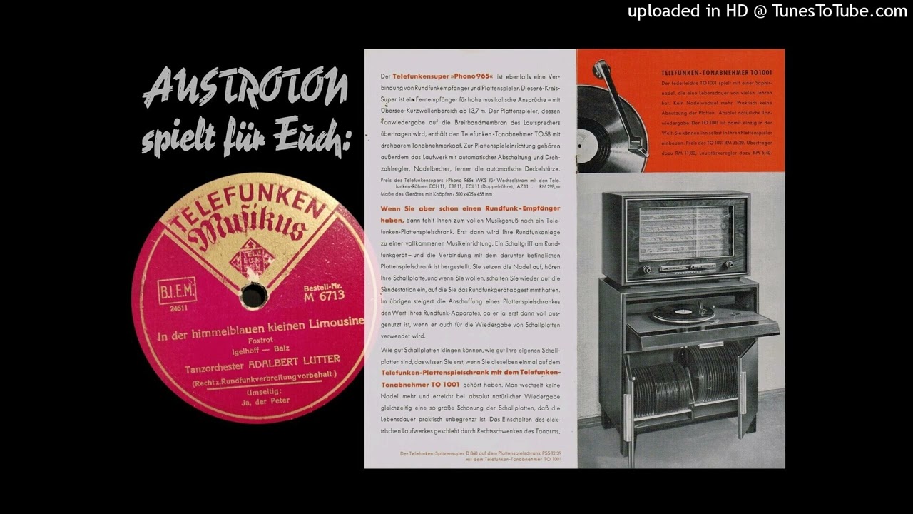 Tanzorch. Adalbert Lutter: In der himmelblauen kleinen Limousine - Foxtrot (Berlin 1939)