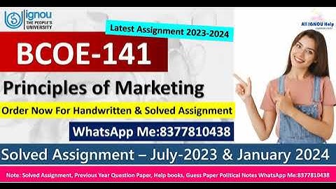 BCOE-141 Principles of Marketing solved Assignment 2023-2024/bcoe-141 solved pdf /Solved assignment