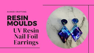 Resin Craft making UV RESIN earrings using nail foils #craft #temu