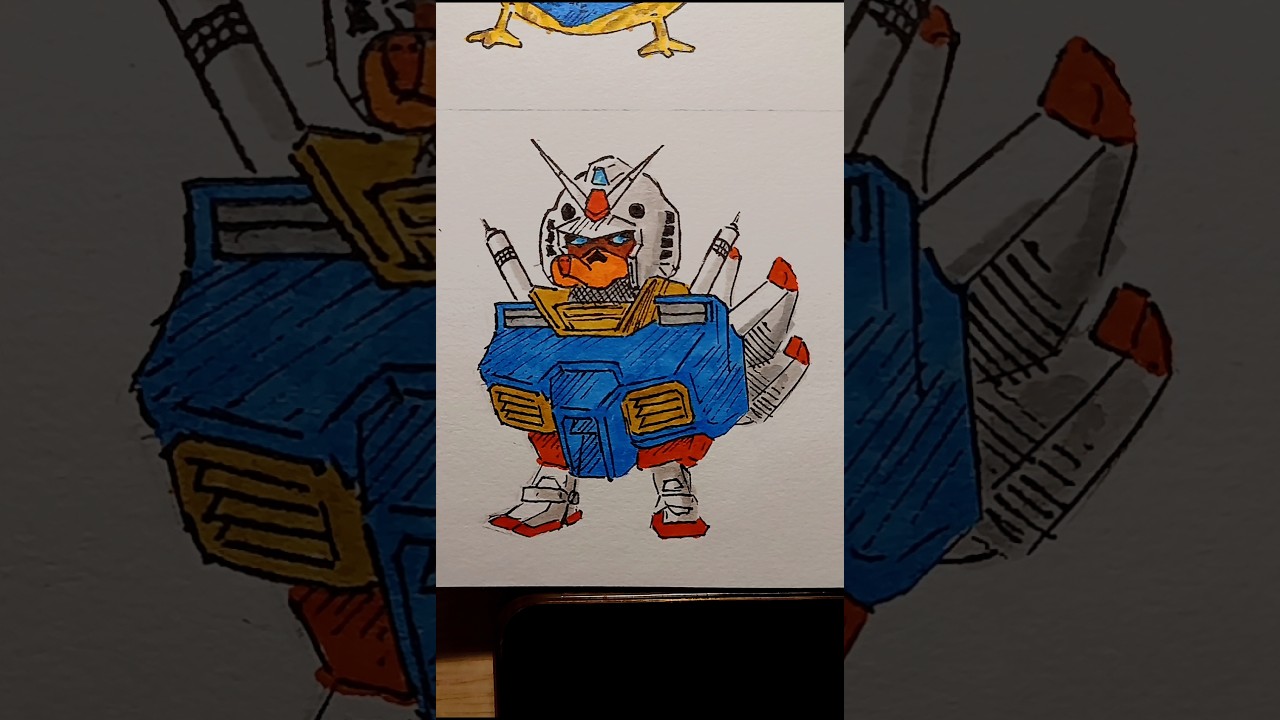 Día 143 | Pato Gundam #dibujo #pato #art #novia #draw #artist #gundam #anime #memes #arte #