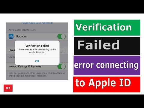 Verification Failed. There was an error in connecting to your Apple ID