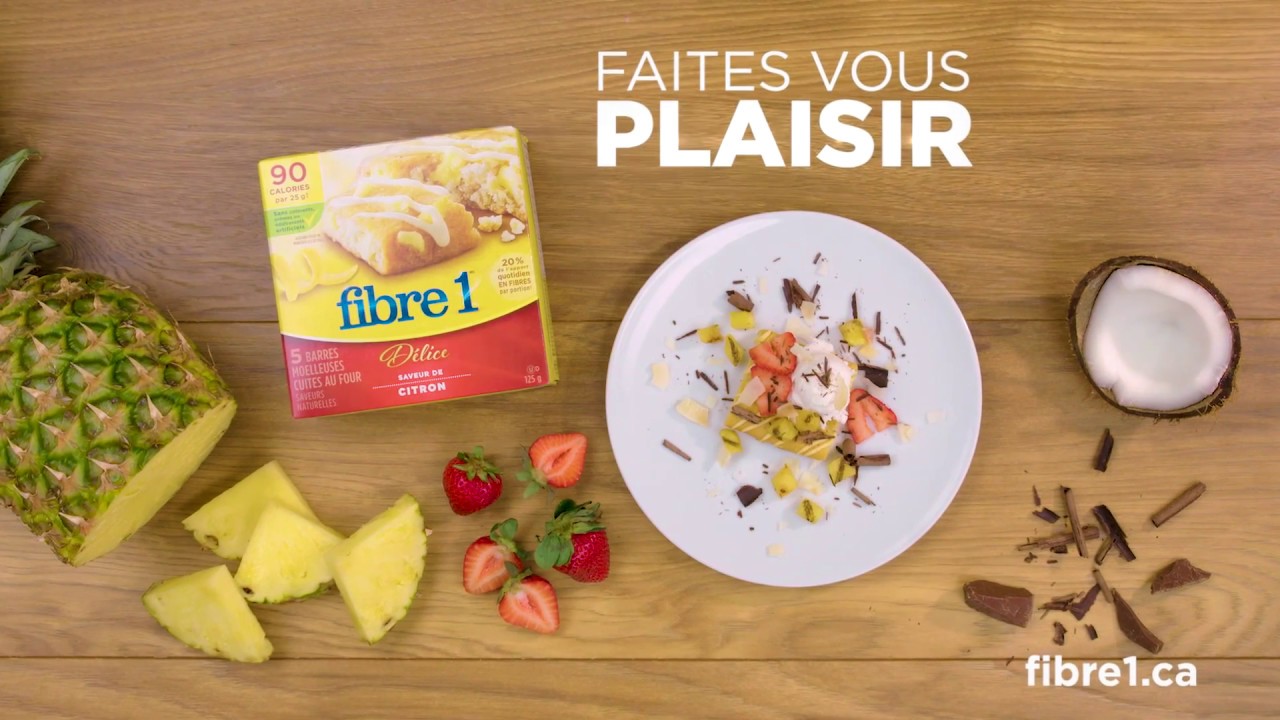Fibre1 barre de citron: yogourt glacé à la vanille et aux fraises