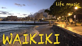Закат на пляже Вайкики Гавайи живая музыка  Waikiki bach Honolulu