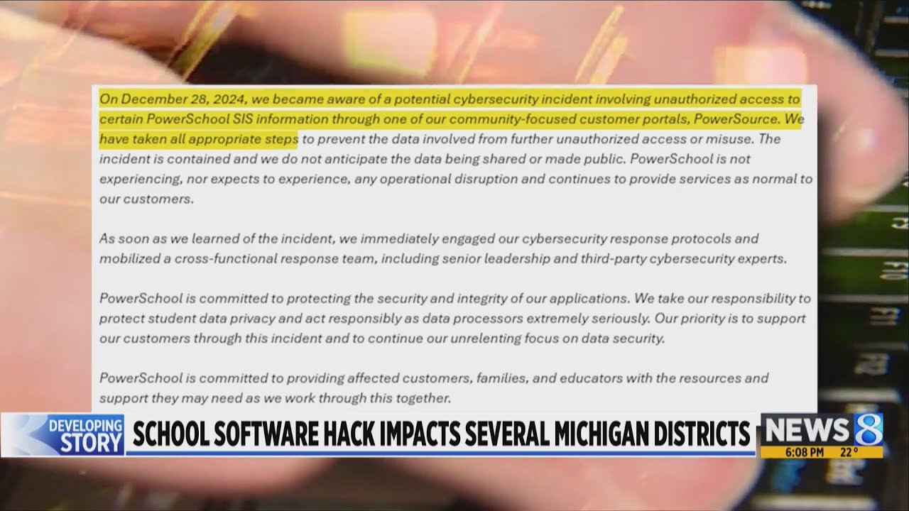 School software hack impacts several Michigan districts - YouTube