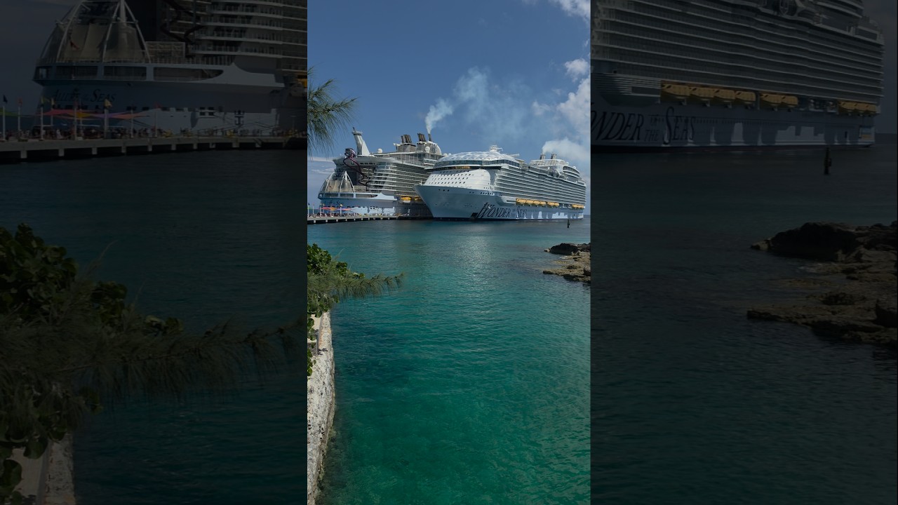 Checking out Allure & Wonder of the Seas in Coco Cay #bahamas #cruise #youtubeshorts #travel