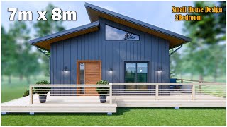 Small House Design | 7m x 8m (2Bedroom)