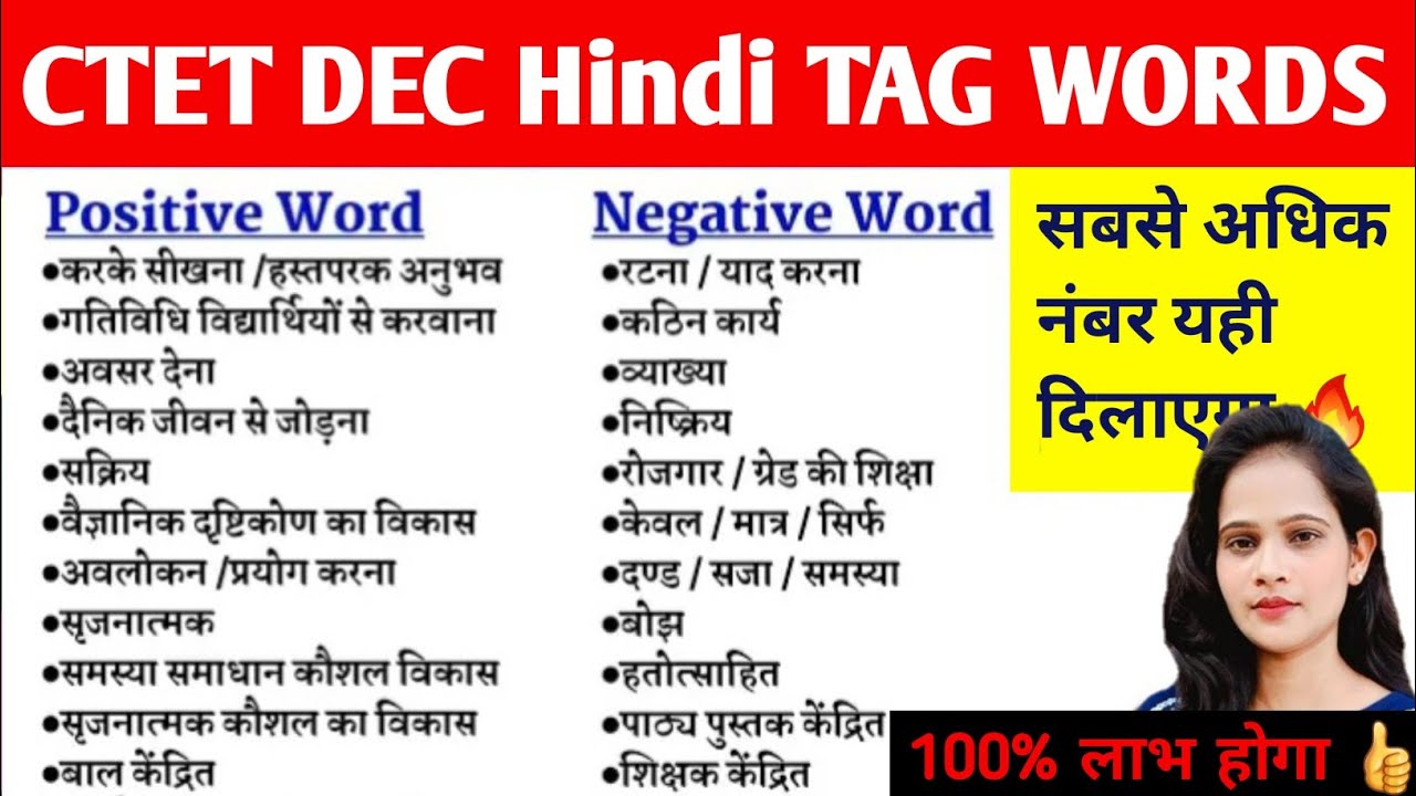 CTET DEC Hindi Pedagogy TAG WORDS 2024 |CTET DEC Hindi TAG Words Class ...