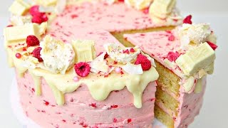 White chocolate coconut raspberry cake