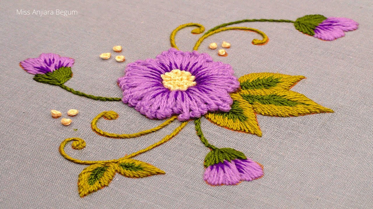 Pistil Stitch Flower Embroidery Design, Hand Embroidery Single ...