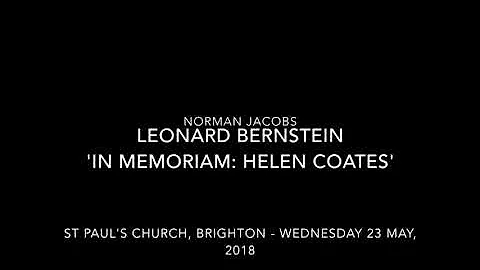Norman Jacobs plays Bernstein's 'In Memoriam: Hele...