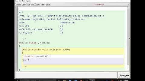 WAP to calculate the sales commission (full question is given in description)