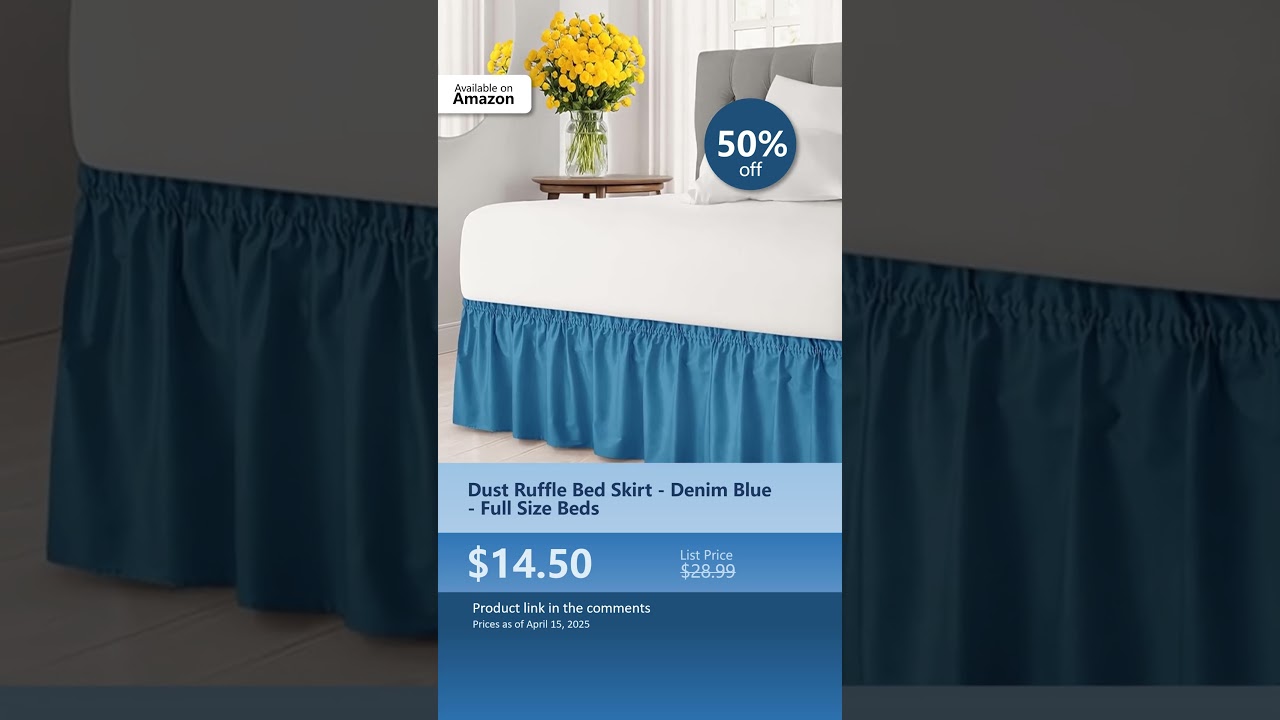 Dust Ruffle Bed Skirt - Denim Blue - Full Size Beds