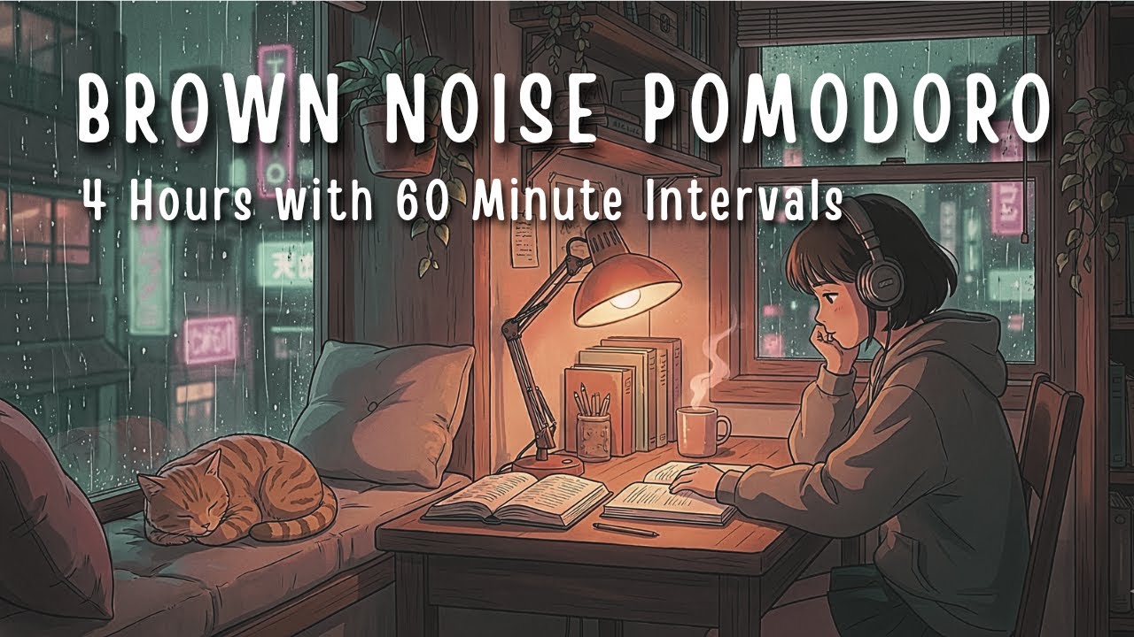 60/10 Pomodoro Timer 🍅 Brown Noise for Deep Focus | 4 Cycles | 4 Hours ...