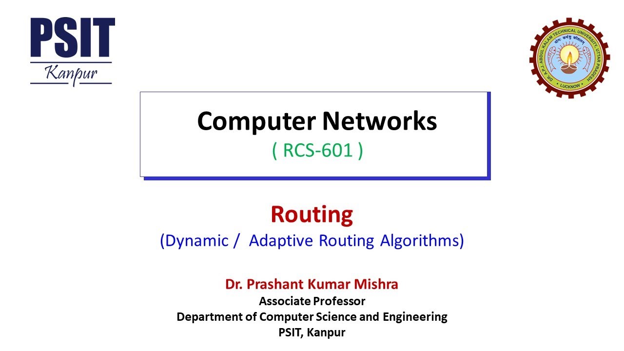 Computer Networks (RCS 601) - Dynamic / Adaptive Routing Algorithms