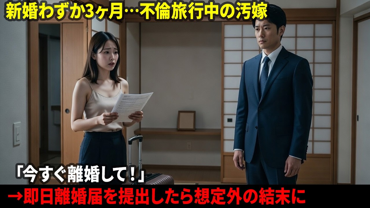 新婚わずか3ヶ月…不倫旅行中の汚嫁「今すぐ離婚して！」→即日離婚届を提出したら想定外の結末に