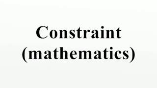 Constraint (mathematics)