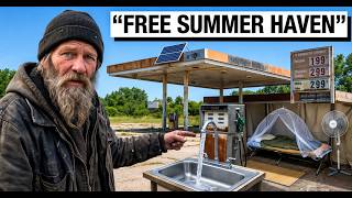 How Homeless People Turn Abandoned Gas Stations Into Free Summer Shelters With Running Water