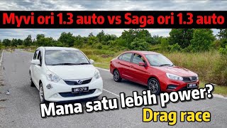 Myvi 1.3 auto Vs Saga 1.3 auto , original drag race ! Mana yang lebih power? (Episode.34)