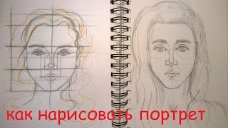 КАК НАРИСОВАТЬ портрет, построение. 1часть / How to draw a portrait, construction 1 part