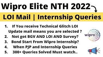 Wipro Elite 300+ Queries Solved | PJP | Internship Offline | Online | LOI Technical Glitch Mail