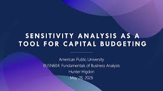 BUSN 604 Week 4 - Assignment: Sensitivity Analysis (Slide Presentation)