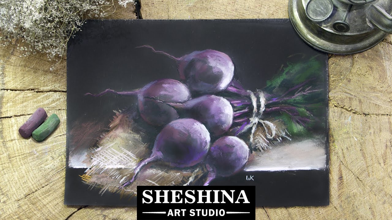 How to draw beets with soft pastels 🎨 Vegetables YouTube