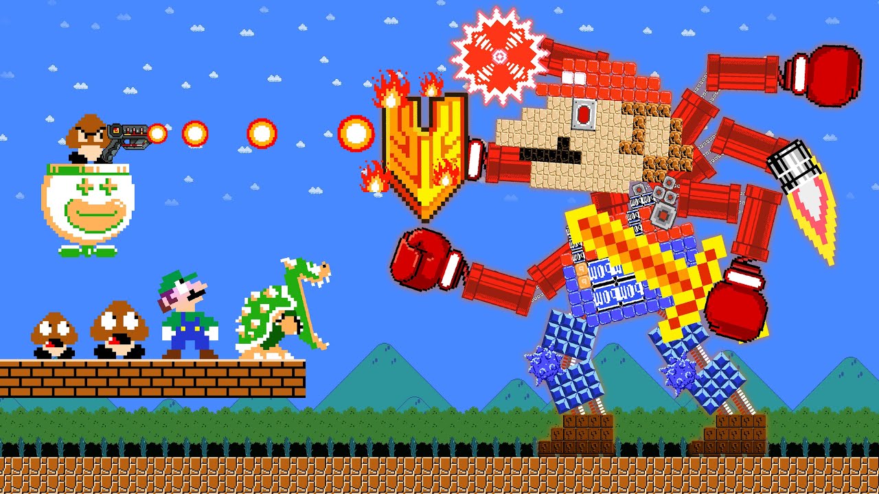 MARIO ROBOT BATTLE: Can Mario Robot vs Mushroom Robot but Mario Can Upgrade Myself? | POWER-UP MARIO