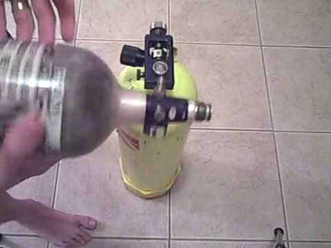 Filling a paintball tank using a Scuba Tank