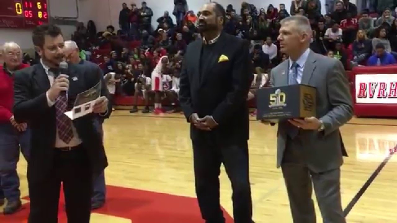 Franco Harris presents Rancocas Valley Regional High School with Golden