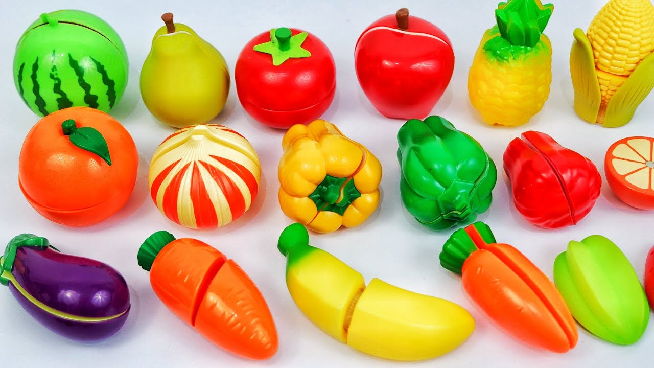 ASMR 木のおままごとセットと本物の野菜と果物を切る！おもちゃで