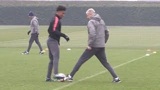 Arsene Wenger Tries Taking On Reiss Nelson At Training