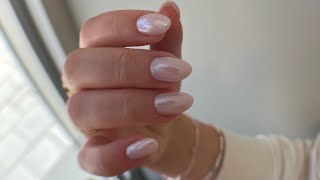 Glazed donut nails easy application 🍩💅🤍 Hailey Bieber #nails