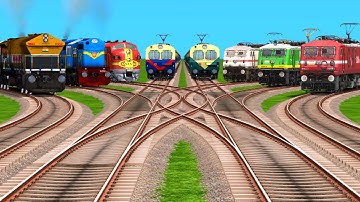 8 Freight + Passenger Trains Crossing On Branched Railroad Tracks 💥 | train simulator classic 2025