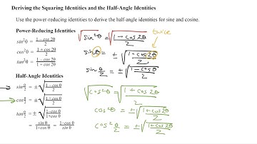 Deriving the Power Reducing and Half Angle Identities