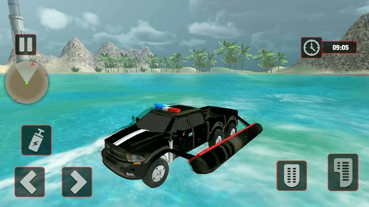 Police Truck Water Surfing Gangster Chase Game, Gameplay