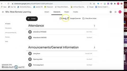 Finding the google meet icon in google classroom