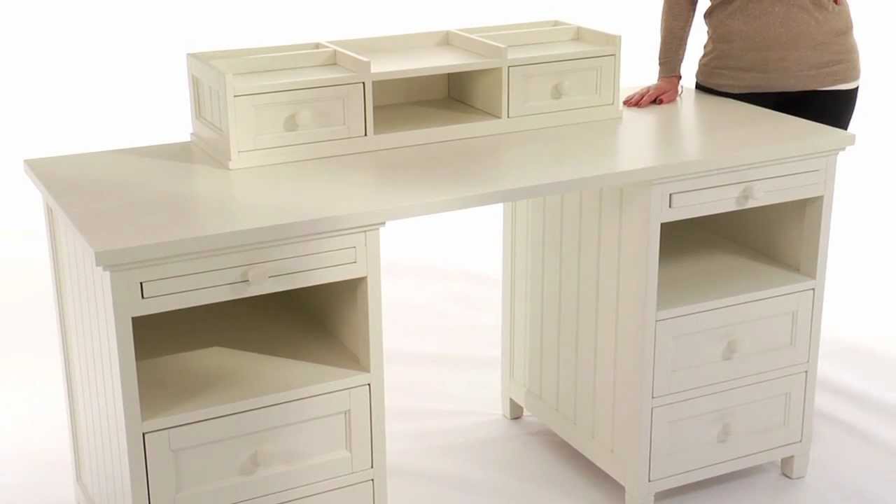 Stylish And Spacious Beadboard Basic Desk And Hutch Set Pbteen