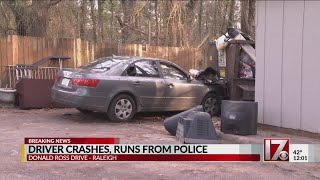 1 in custody, 2 on the run after Raleigh police chase, crash