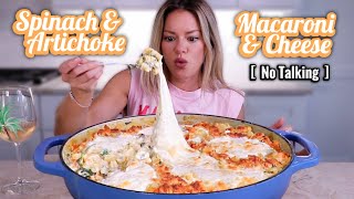 One Pot Spinach and Artichoke Dip Mac and Cheese MUKBANG | No Talking (Talking Removed)
