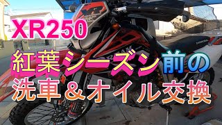 XR250 紅葉シーズン前の洗車＆オイル交換