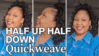 Half up Half down Quick weave On a PIXIE cut.  with OUTRE JADE SWIRL #quickweave  #protectivestyles