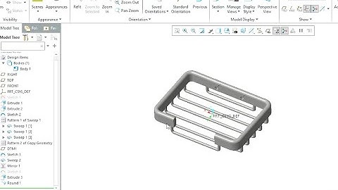 creo 3d part modelling, extrude, sweep, mirror, pattern,
