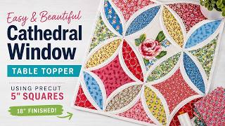 Easy Cathedral Window Table Topper with 5" Squares | Quilting Tutorial